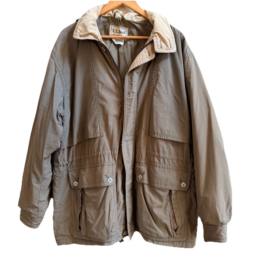 Vintage L L Bean Parka Khaki Gore-Tex Men's Jacket Nylon & Rayon Blend SZ-L